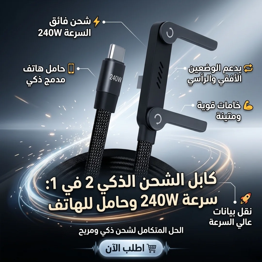 كابل الشحن الذكي 2x1 المغناطيسي