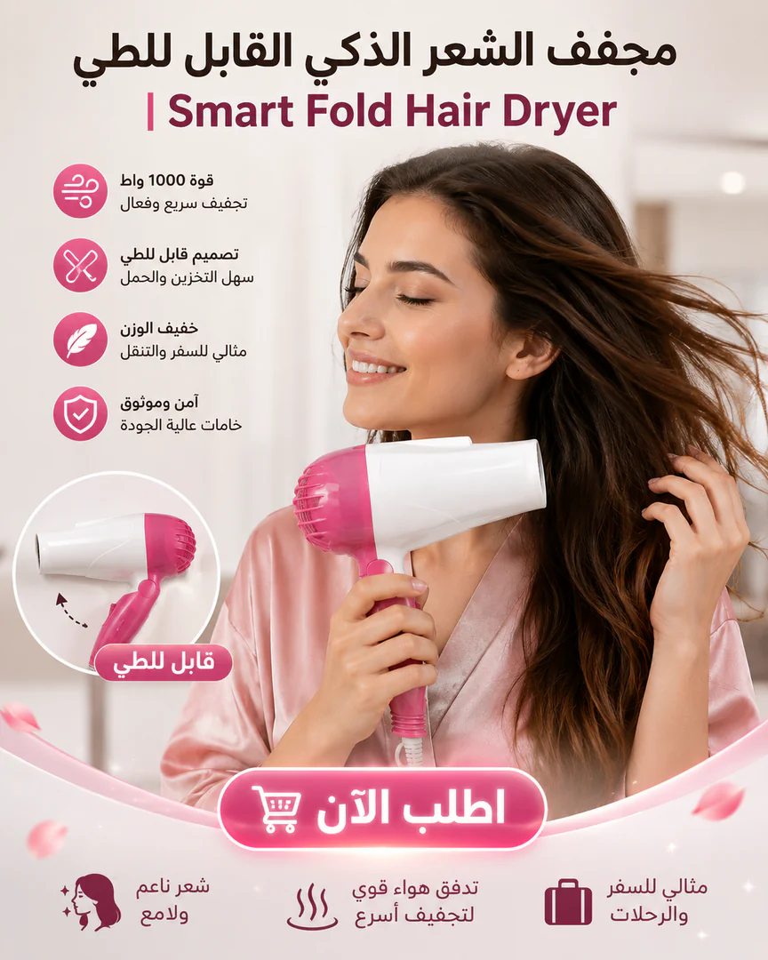 مجفف الشعر الذكي القابل للطي | smart fold hair dryer - الصورة 2