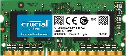 ذاكرة RAM كروشال CT102464BF160B 8GB DDR3 1600MHz CL11 SODIMM منخفضة الجهد للا...